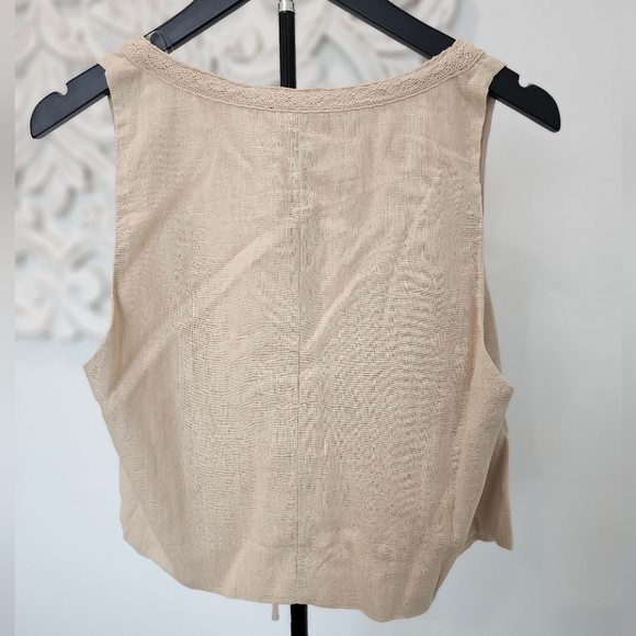 NWT HYFVE Beige/Tan Tie-Front Linen Blend Vest - Sz Medium & Large - Picture 3 of 8